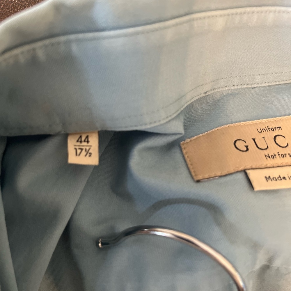 Blue GUCCI dress shirt. Sz 44/17 1/2 - Picture 3 of 6